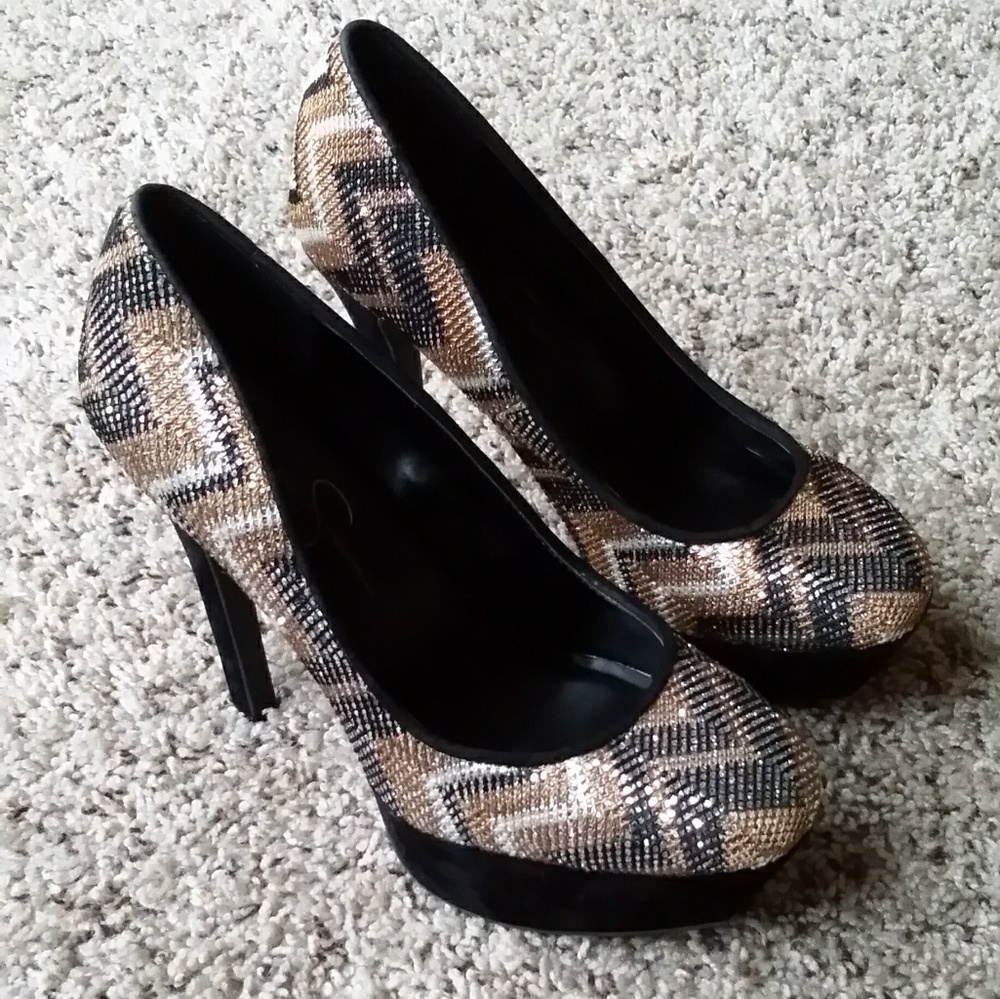 Jessica Simpson Chevron Platform Heels